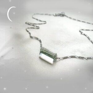 Dainty Necklace with Vintage Murano Glass Tube OOAK Minimalist Jewelry Sterling